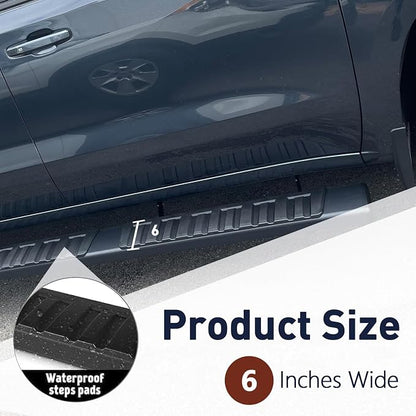 Running Boards 6 Inches for Crew Cab 2007-2018 Chevy Silverado GMC Sierra 1500 (2019 Limited/LD) 2007-2019 2500HD/3500HD (4 Full Size Doors) Black Aluminum Alloy Side Steps Rails Nerf Bars 6"