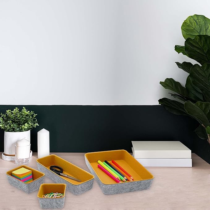 Welaxy Felt Desk Drawer Organizer Trays, 8-Piece Storage Bins