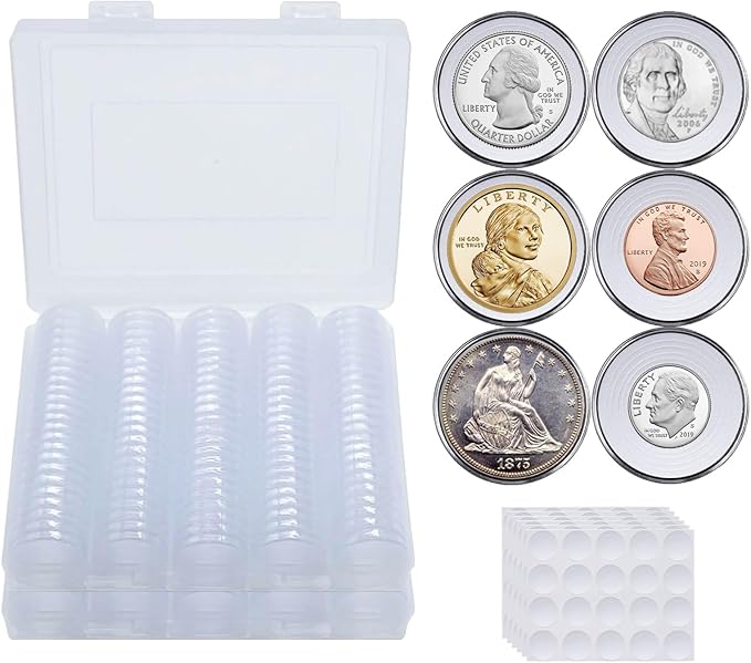 240 pcs 30mm Coin Capsules Coin Holders for Collectors, with Foam Gasket and Plastic Storage Organizer Box, 6 Sizes (17.9/19.1/21.2/24.3/26.5/30mm) Coin Case for Coin Collection Supplies (White)