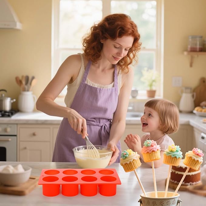 Juome Circle Cake Pop Mold Kit, 8 Cavities Cakesicle Molds Silicone
