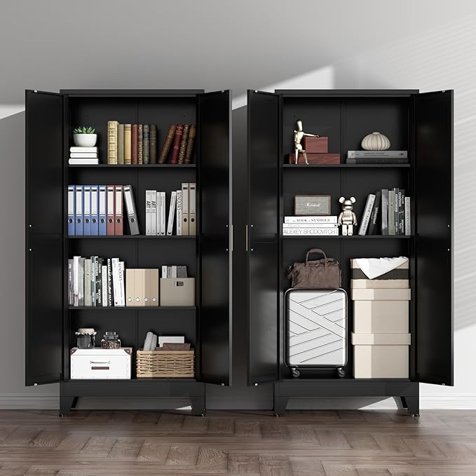 COFaR Black Farmhouse Storage Kitchen Pantry Cabinet
