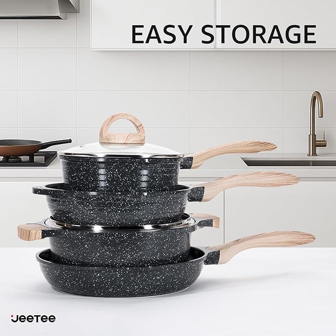 JEETEE 24Pcs Ceramic Cookware Set, Kitchen Healthy Non Toxic Induction Cookware