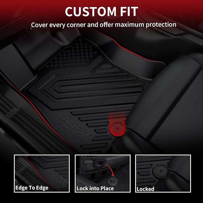 LASFIT Floor Mats for Ford Expedition Standard(Not for Max Models) 2021 2022 2023 2024 8 Seats(Not Fit 7 Seats), All Weather TPE Custom Fit for SUV Car Liners, 1st& 2nd& 3rd& Cargo Liner, Black 5pcs