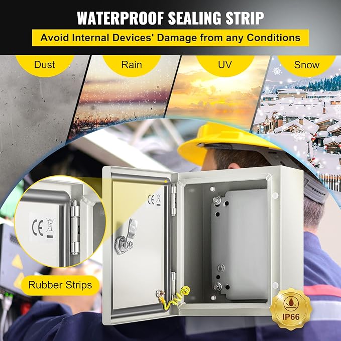 VEVOR NEMA Steel Enclosure, IP66 Waterproof & Dustproof, Outdoor/Indoor