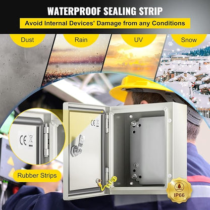 VEVOR NEMA Steel Enclosure, IP66 Waterproof & Dustproof, Outdoor/Indoor