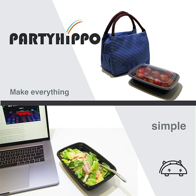 PARTYHIPPO Small Meal Prep Containers Single Lids, 12 OZ 12-pack, Food Storage Bento BPA Free | Stackable | Reusable Lunch Boxes, Microwave/Dishwasher, Freezer Safe,Portion Control
