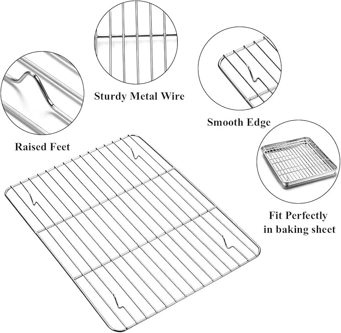 Wildone Baking Sheet with Rack Set, Stainless Steel Cookie Pan baking Tray with