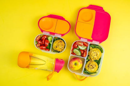 b.box Snack Box for Kids & Toddlers: 2 Compartment Snack Containers, Mini Bento Box, Lunch Box. Leak Proof, BPA free, Dishwasher safe. School Supplies. Ages 4 months+ (Strawberry Shake, 12oz capacity)