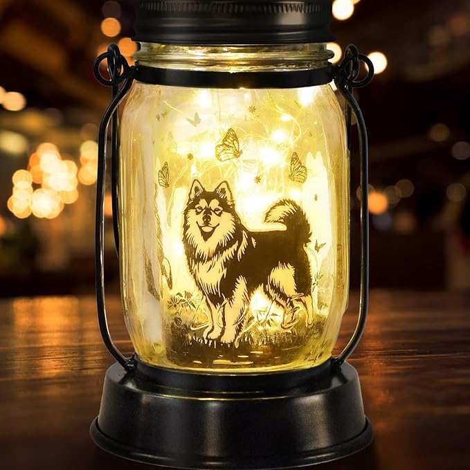 kyoryuger Samoyed Gifts for Women/Men Samoyed Dog Solar Lanterns Mom Birthday Dog Lovers Lantern Pet Loss Pet Memorial Lights Solar Garden Decoration for Yard, Patio,Backyard,Porch Torches