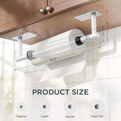 FORIOUS Paper Towel Holder Under Cabinet, Single Hand Operable