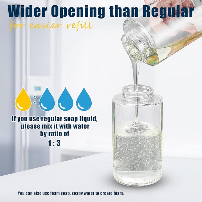 Glass Foaming Hand Soap Dispenser, 10 oz Easy Refill Glass Soap Dispenser