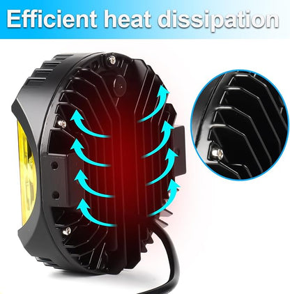 LIGBT 4PCS 7 Inch Amber Round LED Offroad Lights 90W Amber Yellow Off Road Light Fog Lights Driving lightsWaterproof Light Pods for Pickup Trucks 4x4 SUV ATV UTV