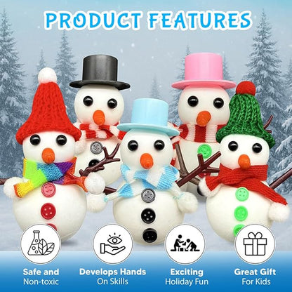 COOLJOY 24 Pack Build a Snowman Kit DIY Snowman Crafts,Air Dry Clay Modeling Crafts Kit,Christmas Stocking Stuffers for Kids,Christmas Gifts for Kids, Snowman Making Kit Toys