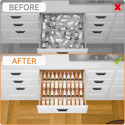 Yieach 8 Pack Adjustable In Drawer Spice Organizer