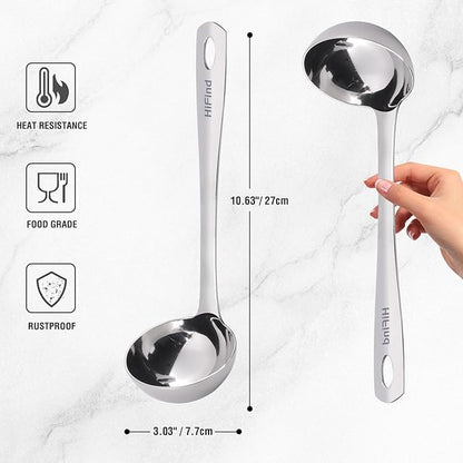 HIFIND Large Ladle Spoon 10.6 Inches Stainless Steel, Heavy Duty Mirror