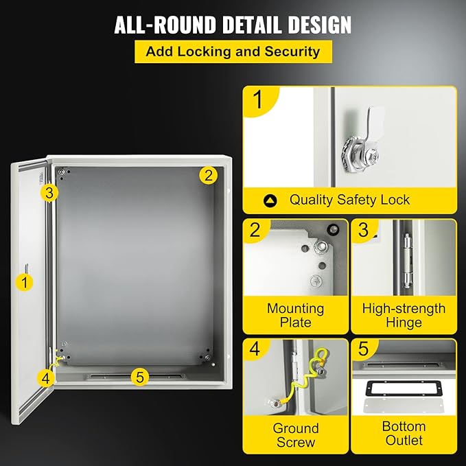 VEVOR NEMA Steel Enclosure, IP66 Waterproof & Dustproof, Outdoor/Indoor