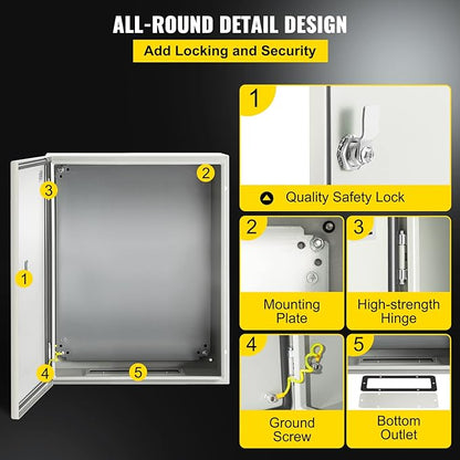 VEVOR NEMA Steel Enclosure, IP66 Waterproof & Dustproof, Outdoor/Indoor