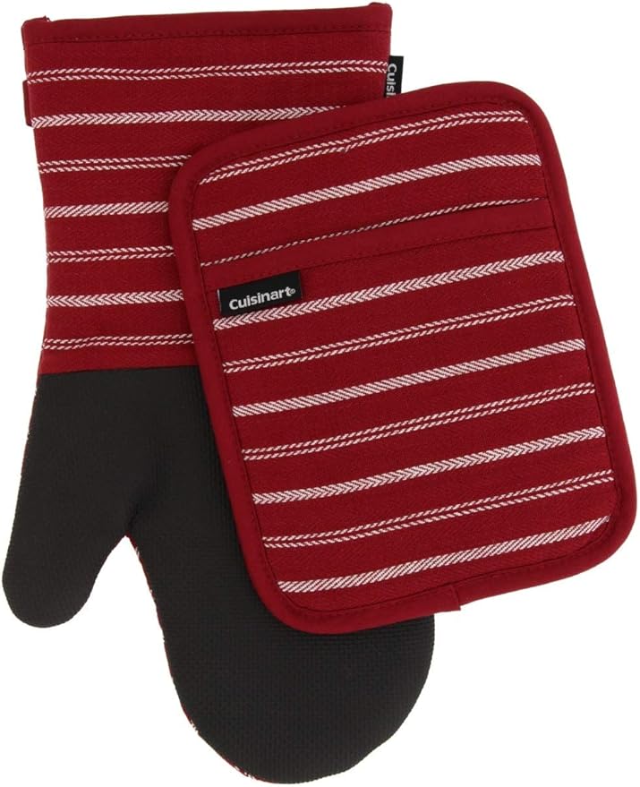 Cuisinart Neoprene Oven Mitts and Potholder Set-Heat Resistant Oven Gloves to