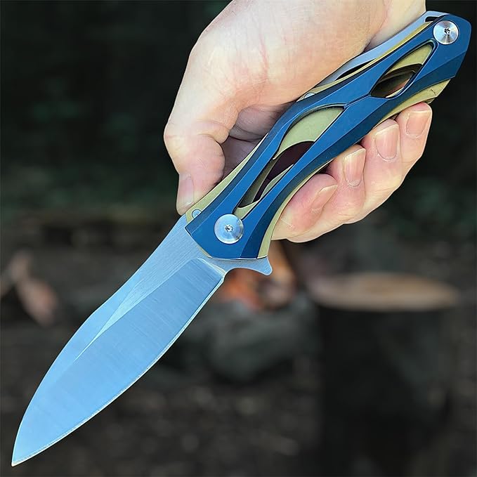 TACTICAL GEARZ Premium Stainless Steel Folding Knife, Stainless Steel Handle, D2 Steel Blade (Ronus GB)