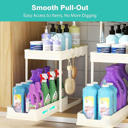 Under Sink Organizers and Storage 2 Pack, Pull-Out Sliding Cabinet Organizer