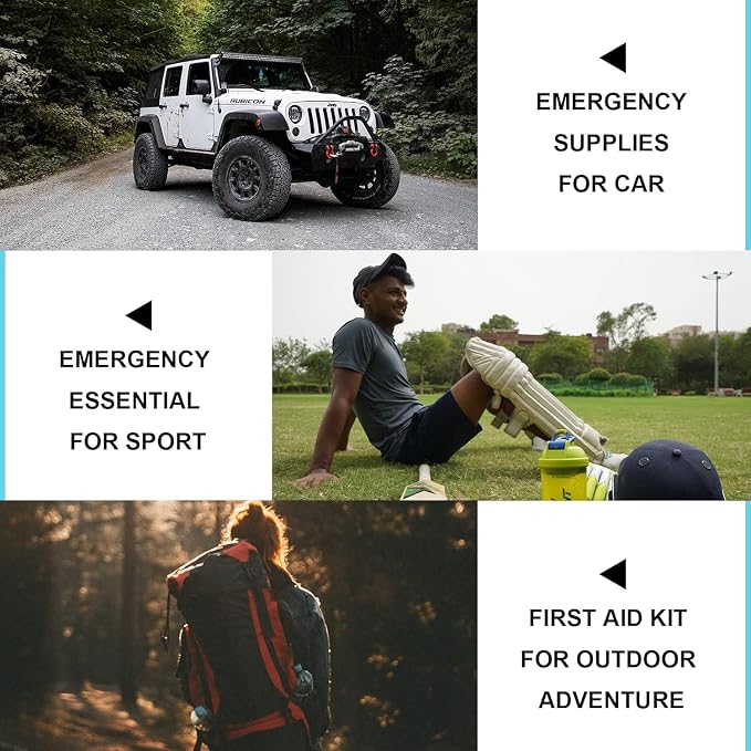 Home Car First Aid Kit Refill Supplies for Business 300Pcs Emergency Kits Urgent Essential for Workpalce Outing Skating Waterproof First Aid Blue Bag for Backpacking 1st Aid
