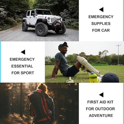 Home Car First Aid Kit Refill Supplies for Business 300Pcs Emergency Kits Urgent Essential for Workpalce Outing Skating Waterproof First Aid Blue Bag for Backpacking 1st Aid