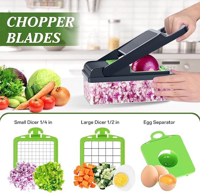 HomeHacks Vegetable Chopper Vegetable Cutter, 12 in 1 Kitchen Gadget, Onion