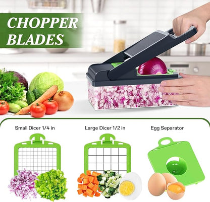 HomeHacks Vegetable Chopper Vegetable Cutter, 12 in 1 Kitchen Gadget, Onion