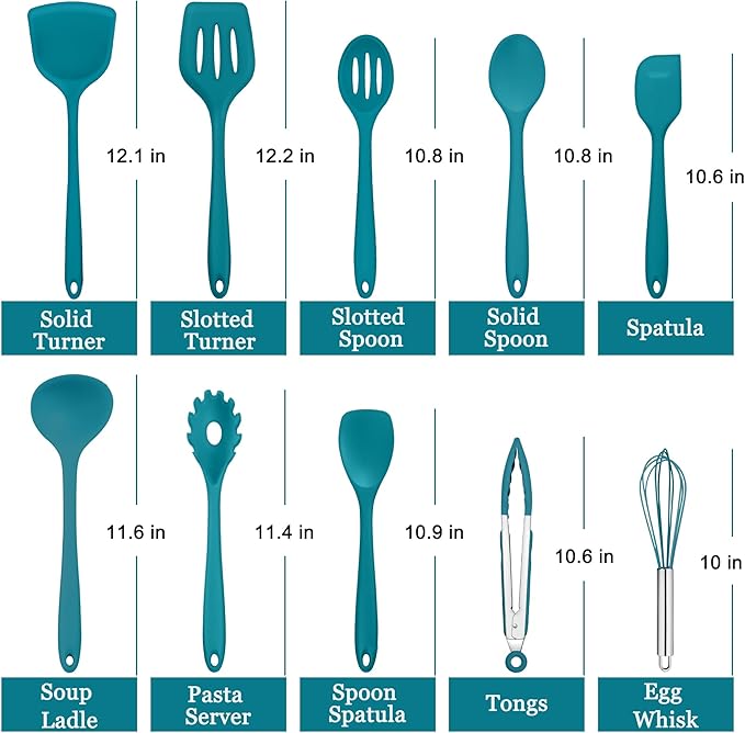 E-far 10 Pieces Silicone Cooking Utensils Set, Heat Resistant Kitchen Utensil
