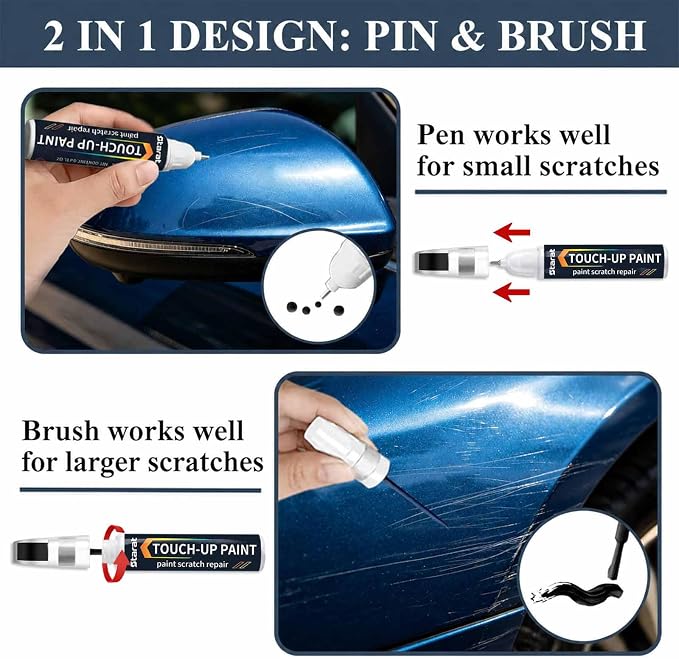 Mineral White(A96) Touch Up Paint Pen for BMW 2-in-1 Quick & Easy Car Scratch Repair Kit Exact OEM Match for X5/X4/iX3/X3/X2/X1/5/1 Series