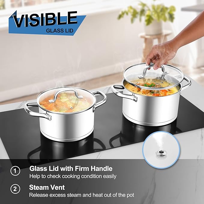 Homikit 5 Quart Stock Pot, Stainless Steel Soup Cooking Pot