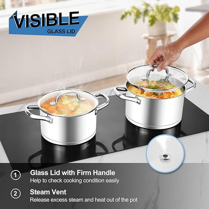 Homikit 5 Quart Stock Pot, Stainless Steel Soup Cooking Pot