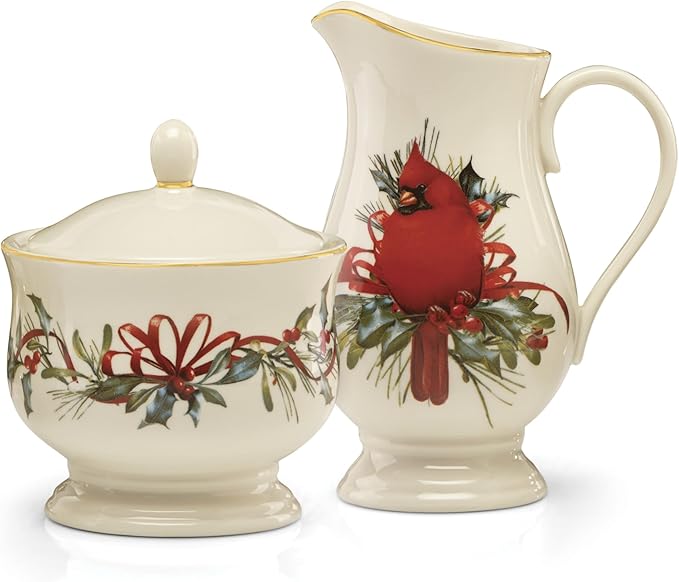 Lenox 847266 Winter Greetings Sugar & Creamer Set, Christmas & Holiday Hosting