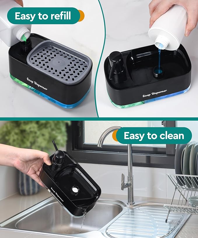 Kitchen Dish Soap Dispenser Set，Dish and Hand Soap Dispenser