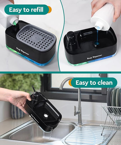 Kitchen Dish Soap Dispenser Set，Dish and Hand Soap Dispenser