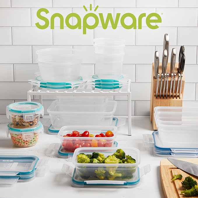 Snapware Total Solutions (14-Pack, Mixed Sizes) Plastic Food Storage Containers Set, Airtight & Leakproof Locking BPA-Free Lids, Freezer Dishwasher Microwave Safe