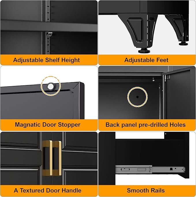 75" Tall Metal Storage Cabinet, Kitchen Pantry Storage Cabinets