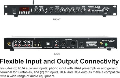 Rockville PPA53 Preamp Pro 1U Preamplifier w/Bluetooth, USB/Computer Interface
