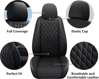 F150 Seat Covers Front Pair, Custom Ford F150 Truck Seat Cover Fit for 2015-2025 F150 and 2017-2025 F250 F350 F450 Super Duty Crew Cab XL XLT Lariat King Ranch Platinum (Black, Front Pair(2 seats))