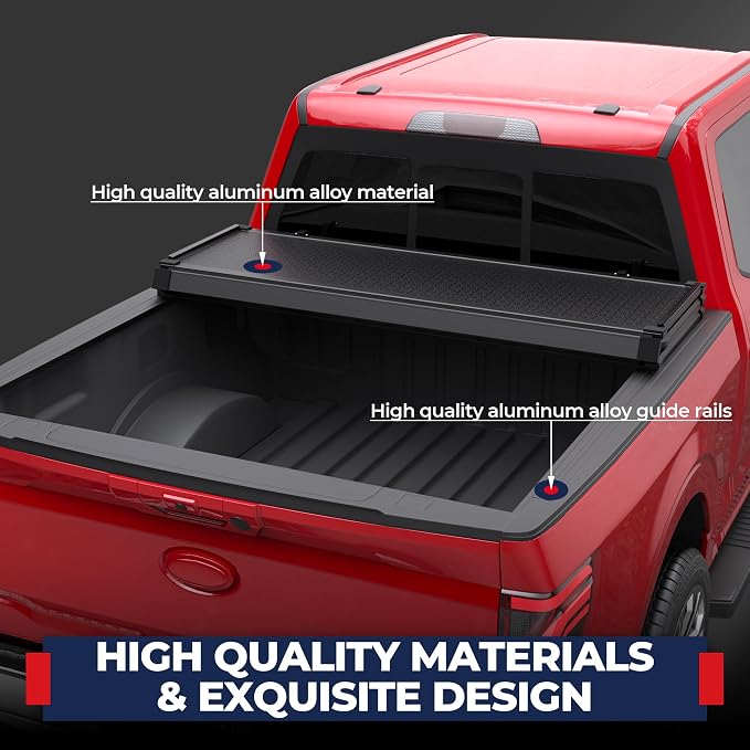 MOSTPLUS 5.5FT Fiberglass Tri Fold Hard Truck Bed Tonneau Cover Compatible with 2015-2025 2026 Ford F150 F-150 Long Bed On Top (67Inch)
