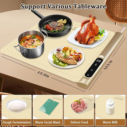 Upgrade Graphene Warming Mat for Food, Electric Warming Tray Rapid Heating