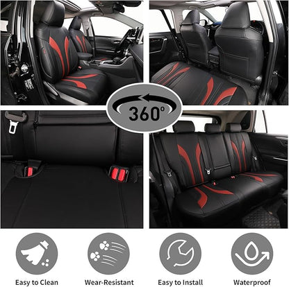 EKR Corolla Seat Covers Custom Fit for Toyota Corolla 2020 2021 2022 XLE,Leather Car Seat Cover Full Set-Faux Leather(Black +Burgundy)