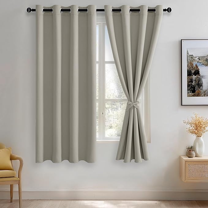 JIUZHEN Silver Grey Blackout Curtains