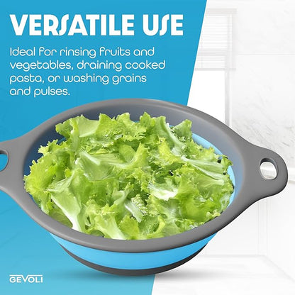 Gevoli Strainer with Self-Draining Base Over-Sink Collapsible Kitchen Colander