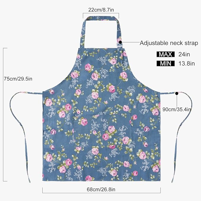 DILLMAN Aprons for Women with Pockets Cotton Linen Cooking Kitchen Baking Soft