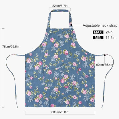 DILLMAN Aprons for Women with Pockets Cotton Linen Cooking Kitchen Baking Soft