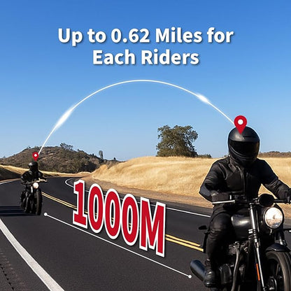 BIKECOMM Salut Motorcycle Helmet Speakers Intercom – 1000M Range Wireless