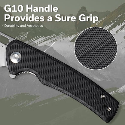 SENCUT Pocket Knife for Men, Vesperon Folding Knives for EDC, 3.35" Blade G10 Handle, Liner Lock knives for Outdoor Indoor S20065-1 (Black)