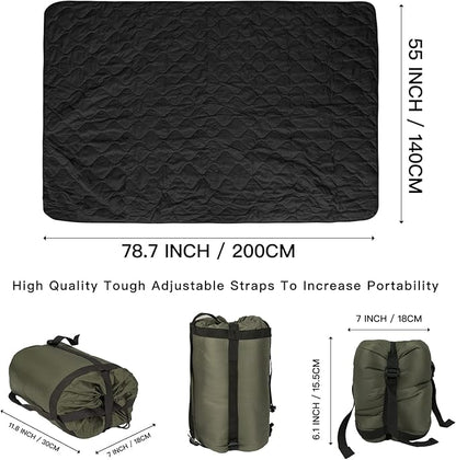 Military Poncho Liner 55”x 79” Camping Blanket Insulation Compact Waterproof for Travel Stadium Outdoor Camping