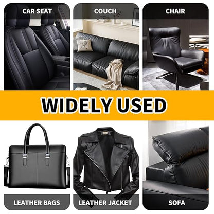 JuCheng Leather Repair Kit -Leather Repair Patch Self-Adhesive Waterproof Patch & Glue for Furniture, Car Seats, Sofa, Couch, Vinyl - Instant Fix for Tears & Scratches (Dark Brown, 3.5X79 inch)